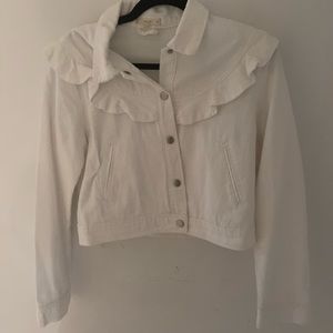 Lelis, S, White Denim Jacket with ruffle